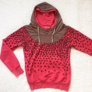 Hoodie Sweatshirt Geometric Design Coral Brown